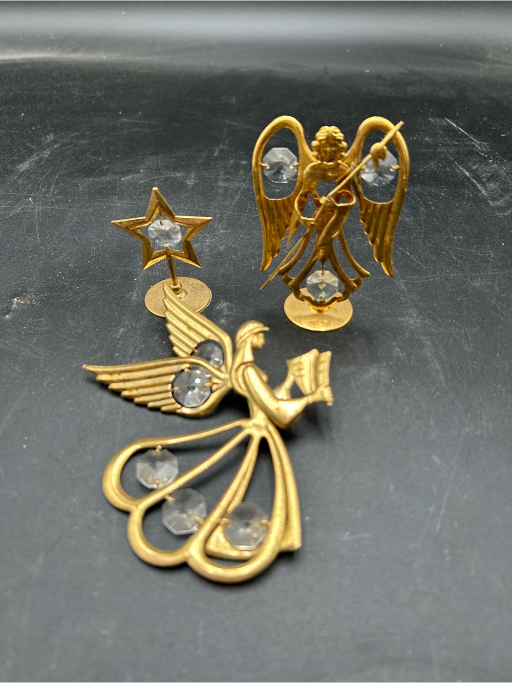 24 KGF Gold Angel and Star Austrian Crystal, Christmas decor